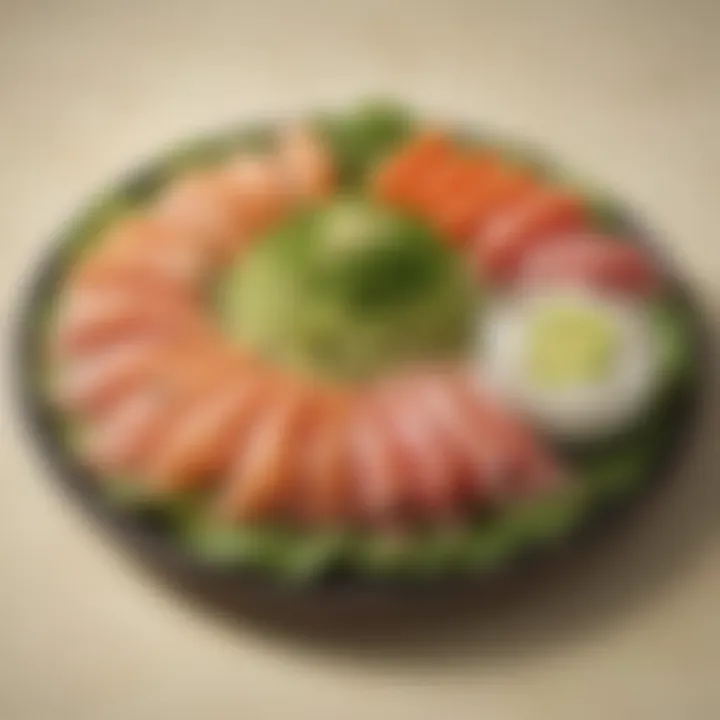 Elegant Sashimi Platter with Fresh Wasabi Garnish