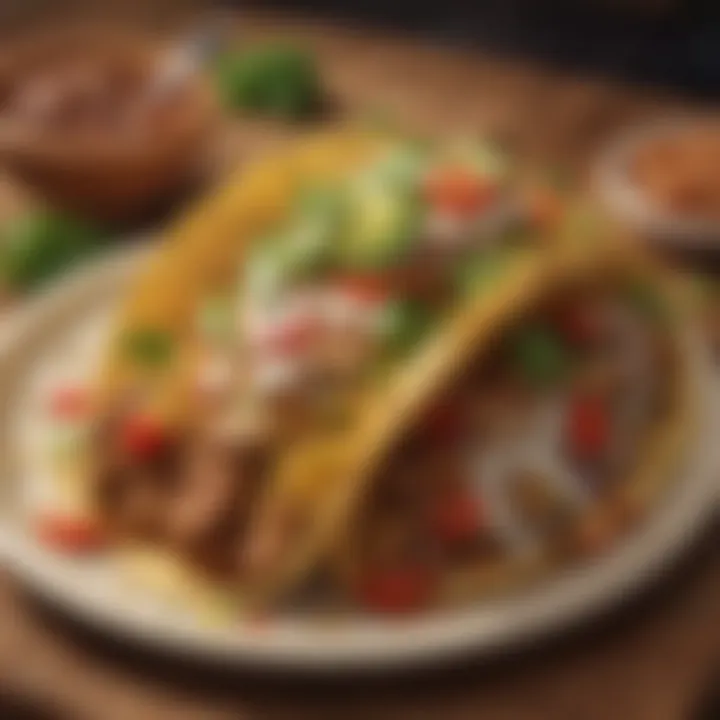 An artistic presentation of a gourmet taco at Mama's Café