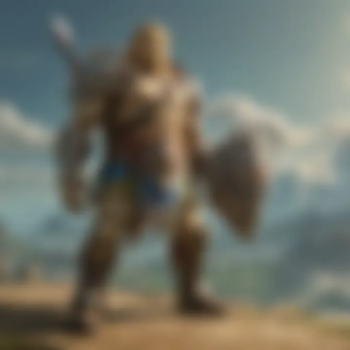 A close-up of a Guardian in battle stance, showcasing its intricate design and weaponry.