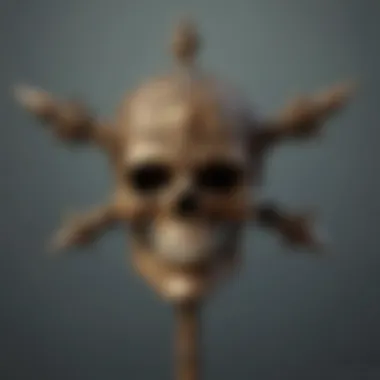 Close-Up of Intricate Details on a Skull Weathervane