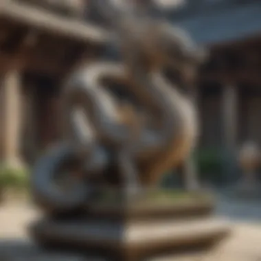 Intricate Dragon Statue in Zen Courtyard