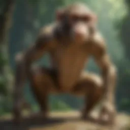 Primate in a playful pose