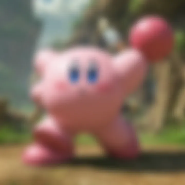 A colorful portrayal of Kirby in action on the Wii, showcasing his unique abilities.