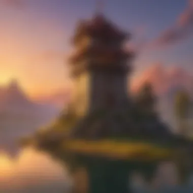 A breathtaking view of the Lakeside Tower against a sunset