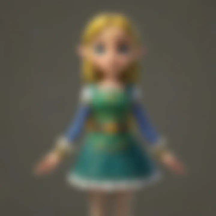 A close-up of Zelda and her character design in the game.