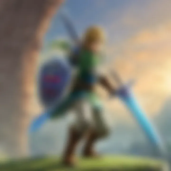 Illustration of Link wielding the iconic Master Sword