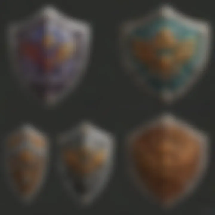 An array of shields demonstrating their evolution