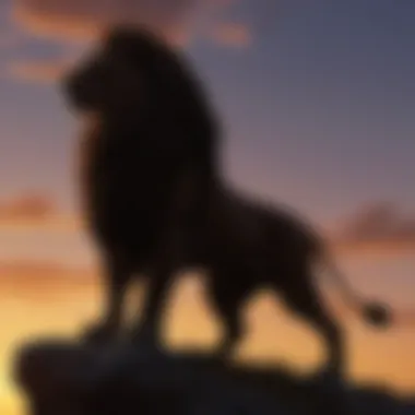 Majestic Lion Silhouetted Against a Fiery Sunset