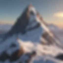 Majestic snow peak illuminated by the rising sun