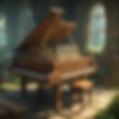 Magical aura surrounding a piano playing Zelda melodies