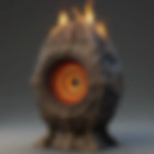 A close-up of the Monster Flame Speaker showcasing its intricate design and glowing elements