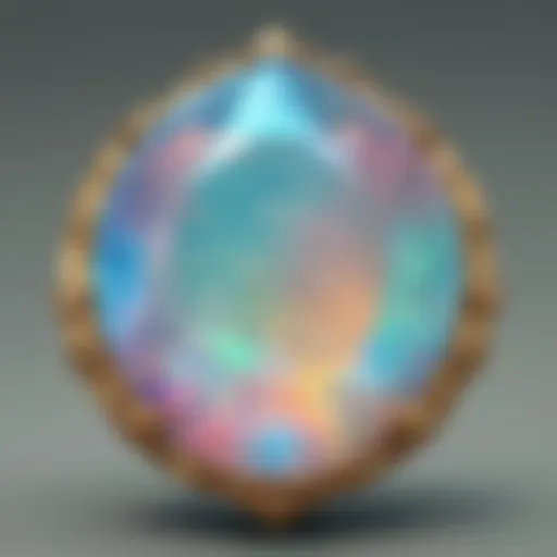 Opal gemstone shining with iridescent colors