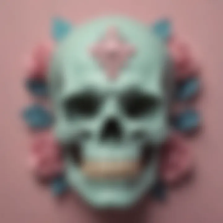 Pastel goth decor featuring skull motifs and soft colors