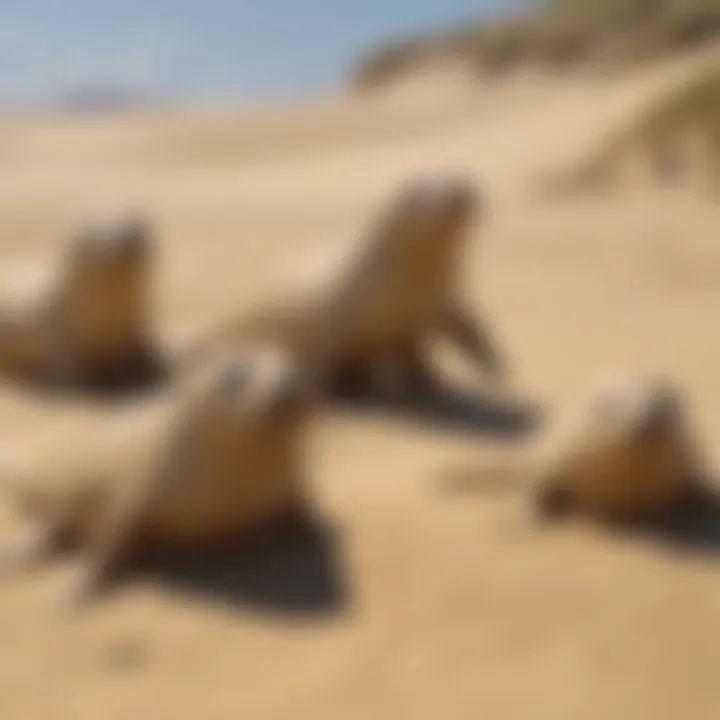 Two sand seals playing in the vast dunes