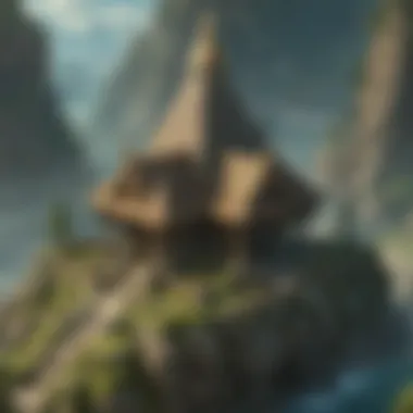 Scenic Hyrule and Its Shrines A scenic view of Hyrule with a focus on shrines