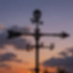 Skull Weathervane Silhouette Against Sunset Sky