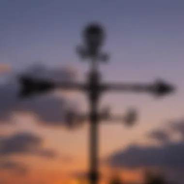 Skull Weathervane Silhouette Against Sunset Sky