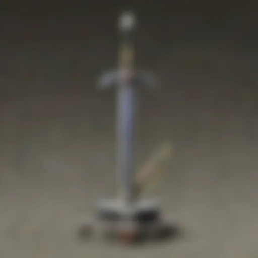 The iconic Master Sword embedded in a pedestal, symbolizing destiny.