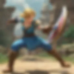 Dynamic combat scene showcasing characters in action