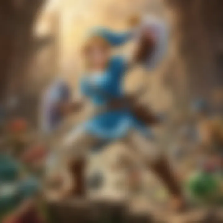 A close-up of the intricate details and color palette used in a Smash Bros poster