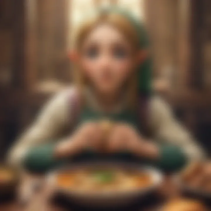 Illustration of a character enjoying a heartfelt meal