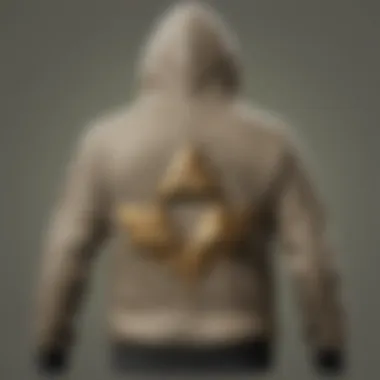 Subtle Triforce emblem adorning the chest of the Zelda zip-up hoodie