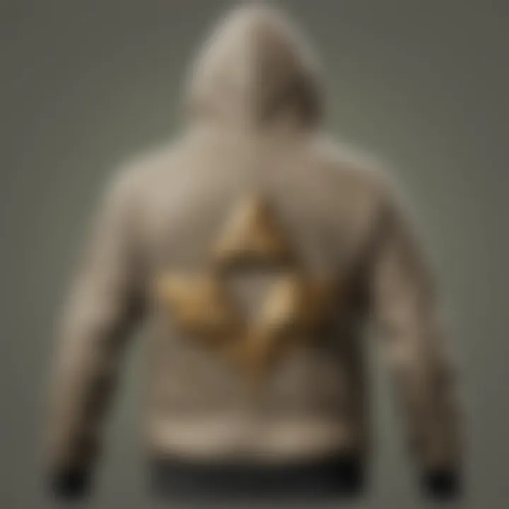 Subtle Triforce emblem adorning the chest of the Zelda zip-up hoodie