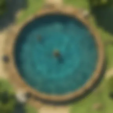 A detailed map highlighting key locations of target water pools in Hyrule.