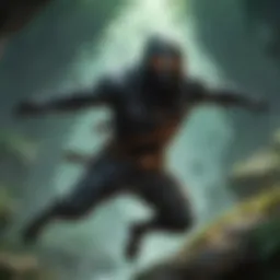A Tektite leaping through the air with its distinctive features on display.