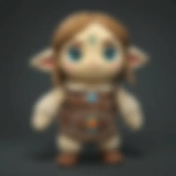 Close-up of a plush toy featuring iconic elements from the Zelda franchise.