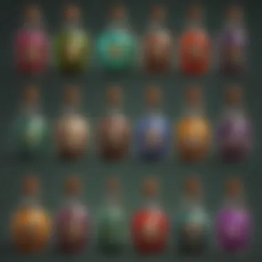 A Vibrant Collection of Magic Potion Bottles A vibrant collection of magic potion bottles