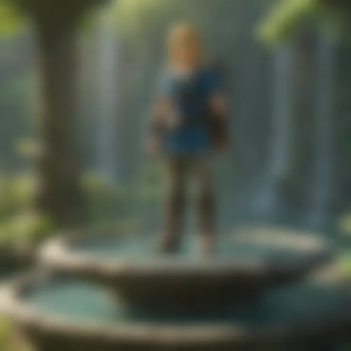 A mystical scene showing Link interacting with the Fairy Water Fountain