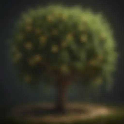 A beautifully illuminated bush wrapped in net lights during nighttime