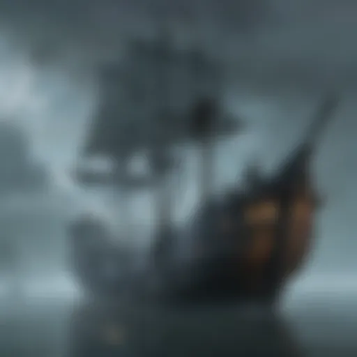 Mysterious ghost ship drifting in fog