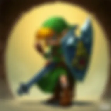 Link stealthily navigating a dark dungeon