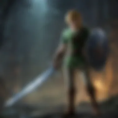 Link Confronts Darkness with His Sword Link wielding his sword against a formidable enemy