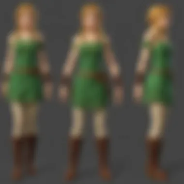 An artistic representation of the various outfits worn by characters throughout the Zelda games.