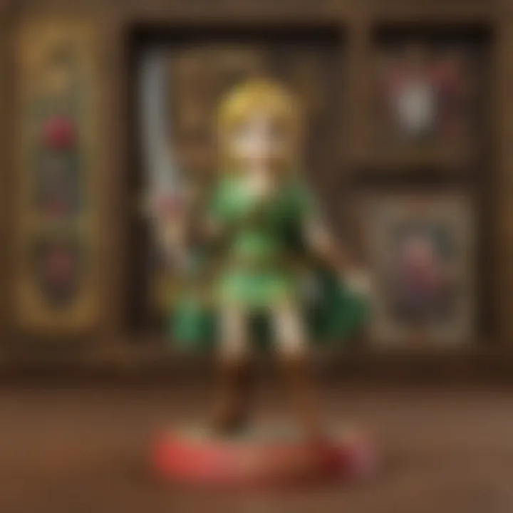 A display of rare Zelda amiibo cards in a collector's showcase