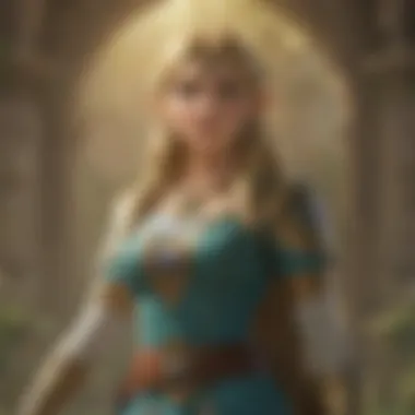 Princess Zelda: The Wisdom and Grace of Hyrule An iconic scene of Princess Zelda in a lush environment