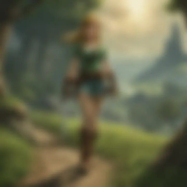 A beautifully rendered landscape of Hyrule featuring enhanced graphics