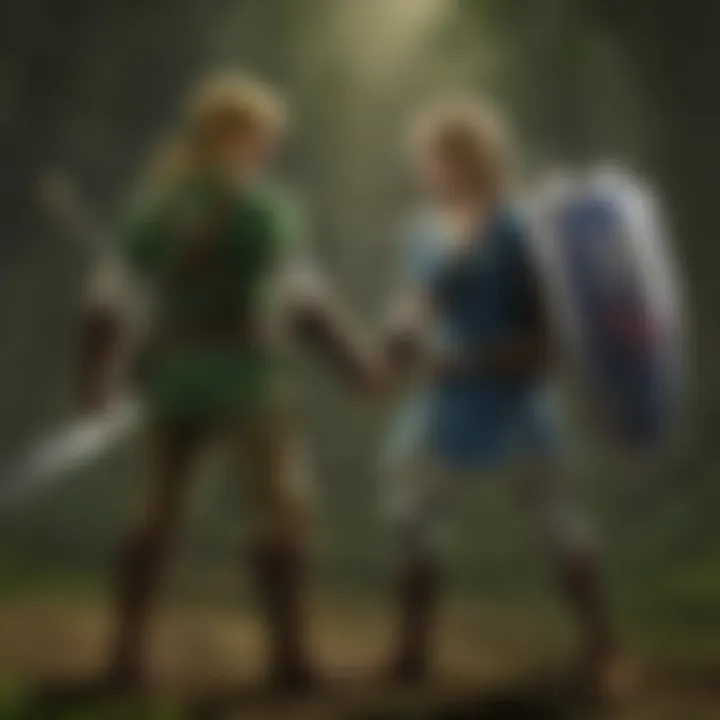 A fierce battle between Link and a dark creature