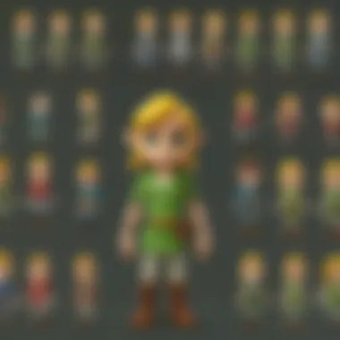 An array of characters from Wind Waker showcasing their development