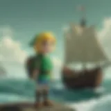 Artistic representation of Link sailing in the vast ocean