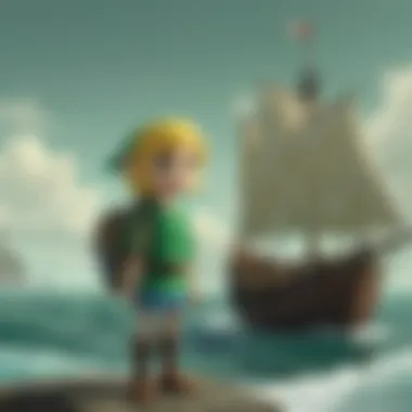 Artistic representation of Link sailing in the vast ocean