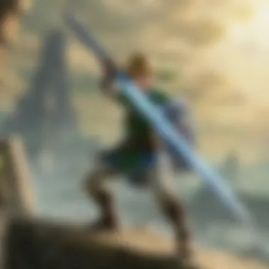 Link wielding the Master Sword against a formidable enemy.