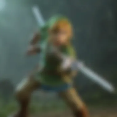 Dynamic gameplay showcasing Link's combat skills in action