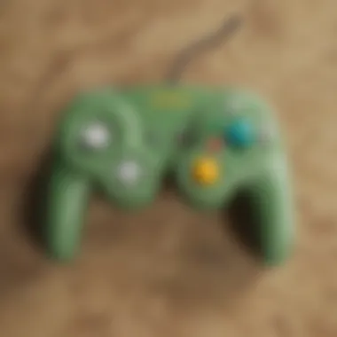 Immersive Gaming Experience with GameCube Controller A gamer passionately using the GameCube controller during gameplay.