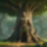 Majestic Tree Boss towering over the landscape in the Zelda universe