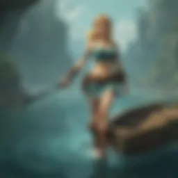 A serene landscape of Hyrule's waters teeming with salmon.