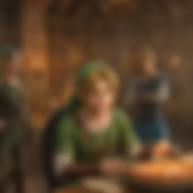 Link celebrating a birthday with friends in a festive setting